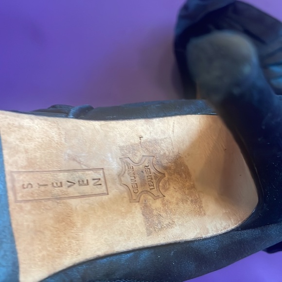 STEVEN STEVE MADDEN black satin ankle boots bow back sz6 platform - Picture 6 of 9